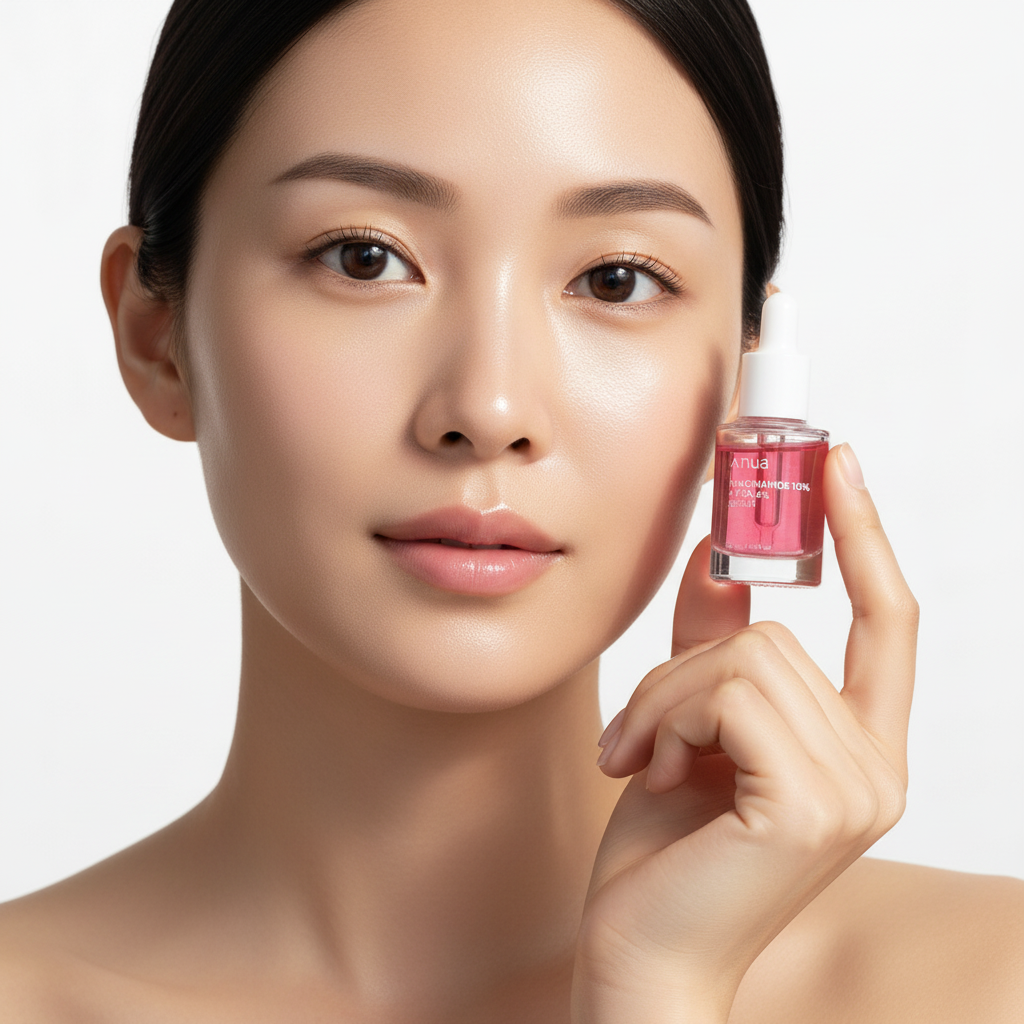 Anua Niacinamide Serum avec modèle