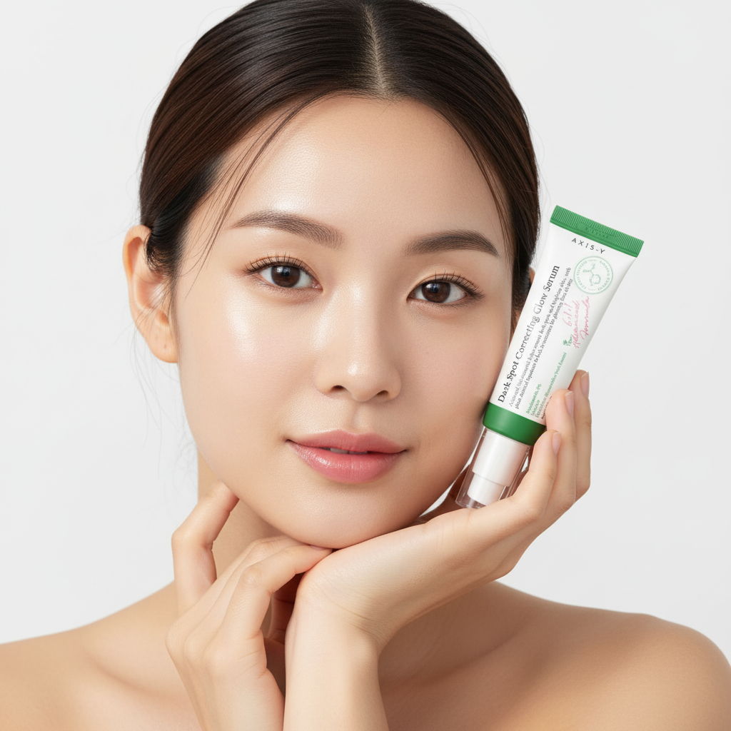 Axis-Y Dark Spot Correcting Glow Serum tube avec modèle