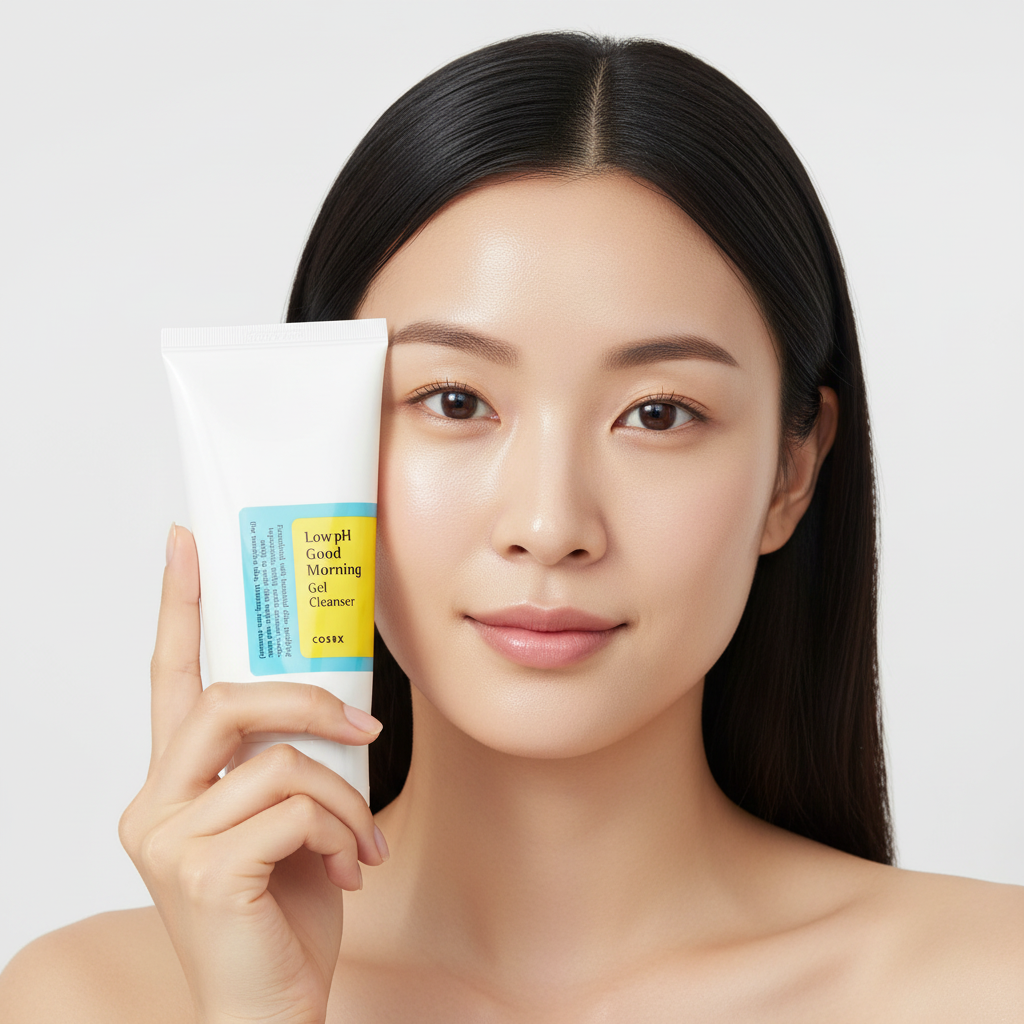 Cosrx Low PH Good Morning Gel Cleanser avec modèle