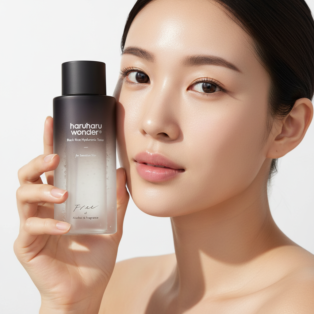 Haruharu Wonder Black Rice Hyaluronic Toner avec modèle