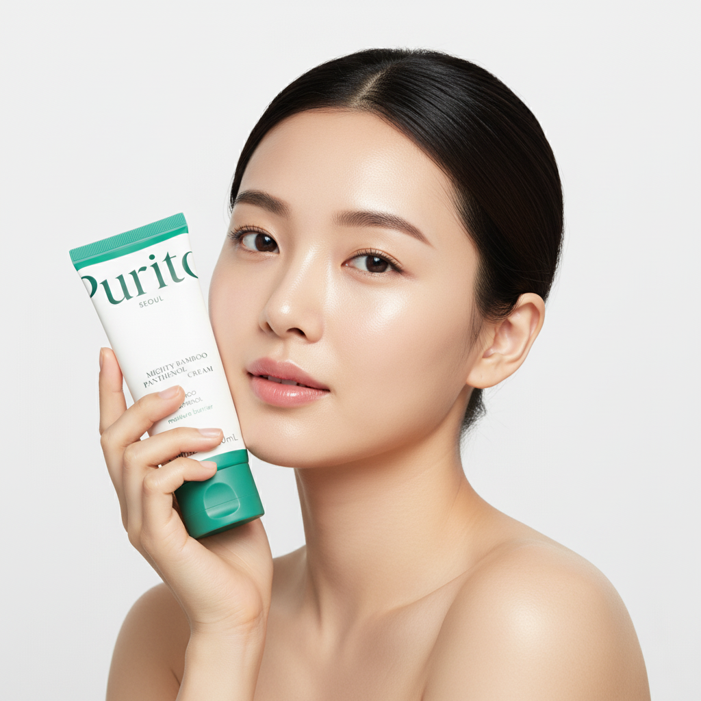 Purito Seoul Mighty Bamboo Panthenol Cream avec modèle