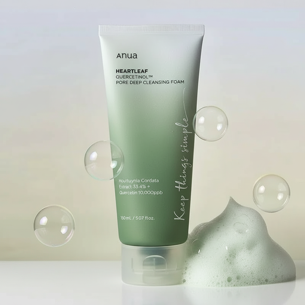 Anua Heartleaf Cleansing Foam produit et texture