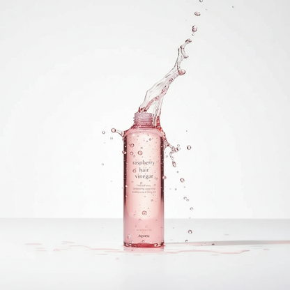 A'Pieu Raspberry Hair Vinegar texture avec gouttes