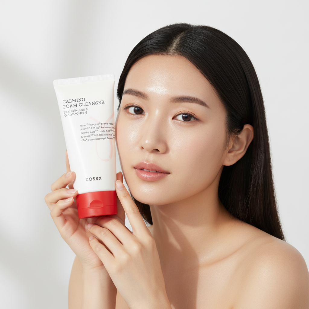 Cosrx Calming Foam Cleanser avec modèle