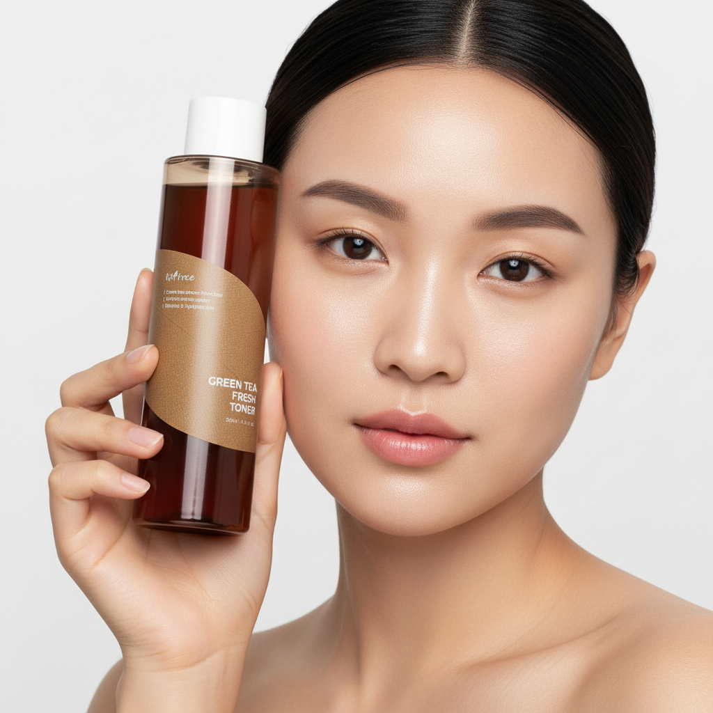 Isntree Green Tea Fresh Toner avec modèle