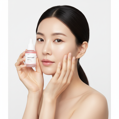 Medicube PDRN Pink Peptide Serum avec modèle