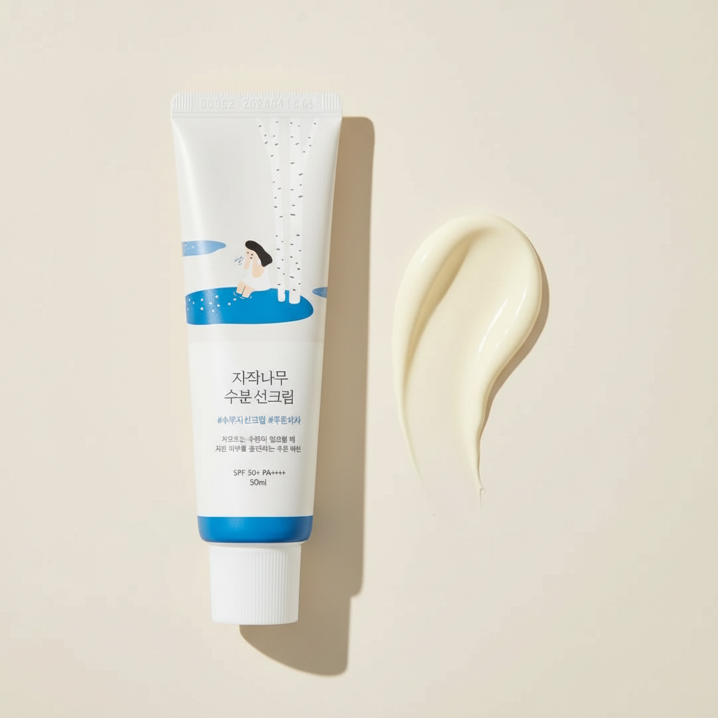 Round Lab Birch Juice Moisturizing Sun Cream texture jaune