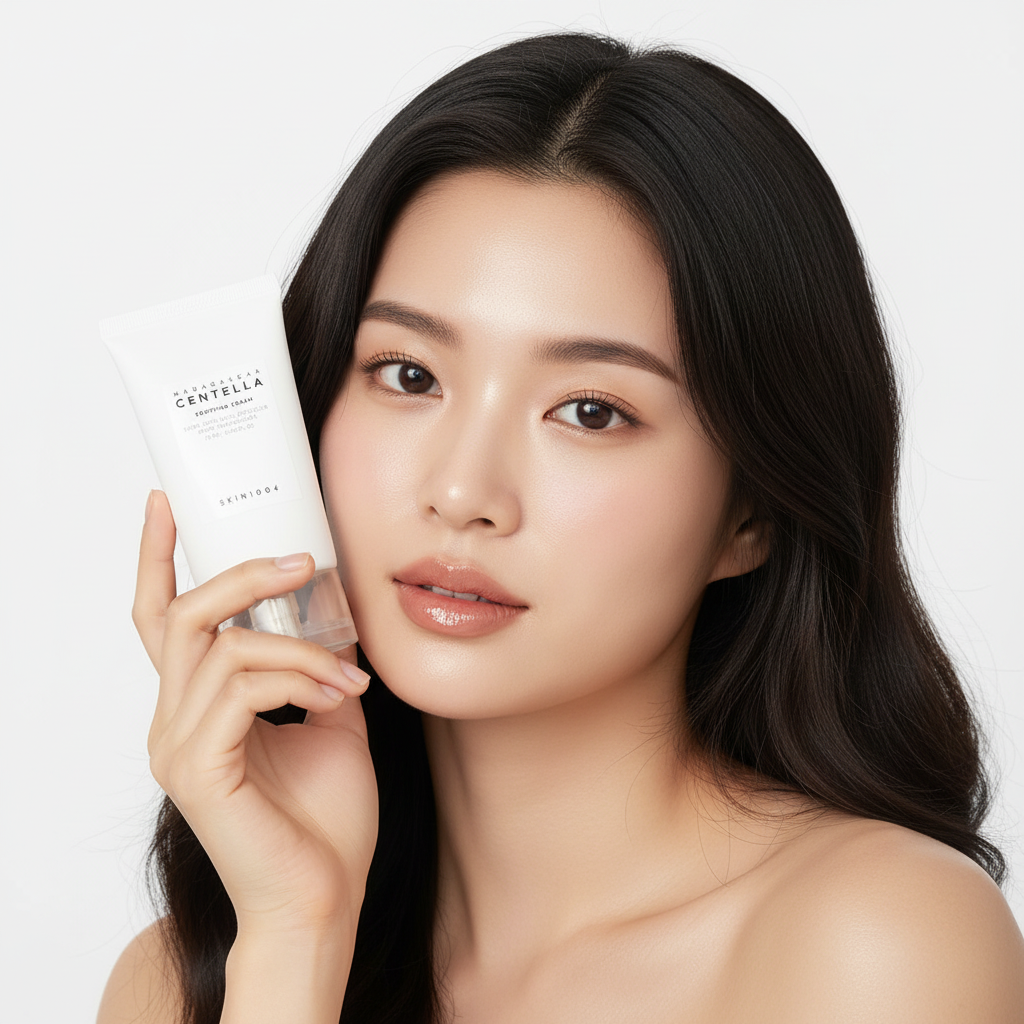 Skin1004 Madagascar Centella Soothing Cream avec modèle