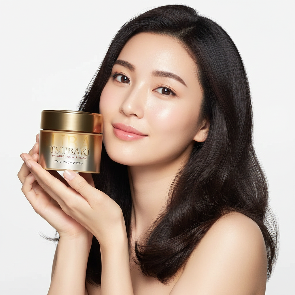 Tsubaki Masque capillaire réparateur Premium avec modèle